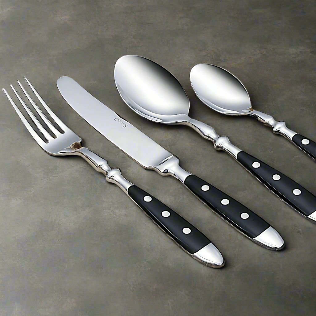 Dora Cutlery 2026 full flatware set displayed on table
Steak knife and fork from Dora Cutlery 2026 pattern
Dora Table Knife, Fork, and Spoon set in stainless steel
Cake fork and server from Dora 2026 flatware collection
Dora Tea Spoon and Mocca Spoon side by side
Salad serving spoon and gravy ladle – Dora 2026
Polished stainless steel cutlery – Dora Collection 2026
Close-up of Dora 2026 salad and steak fork detail