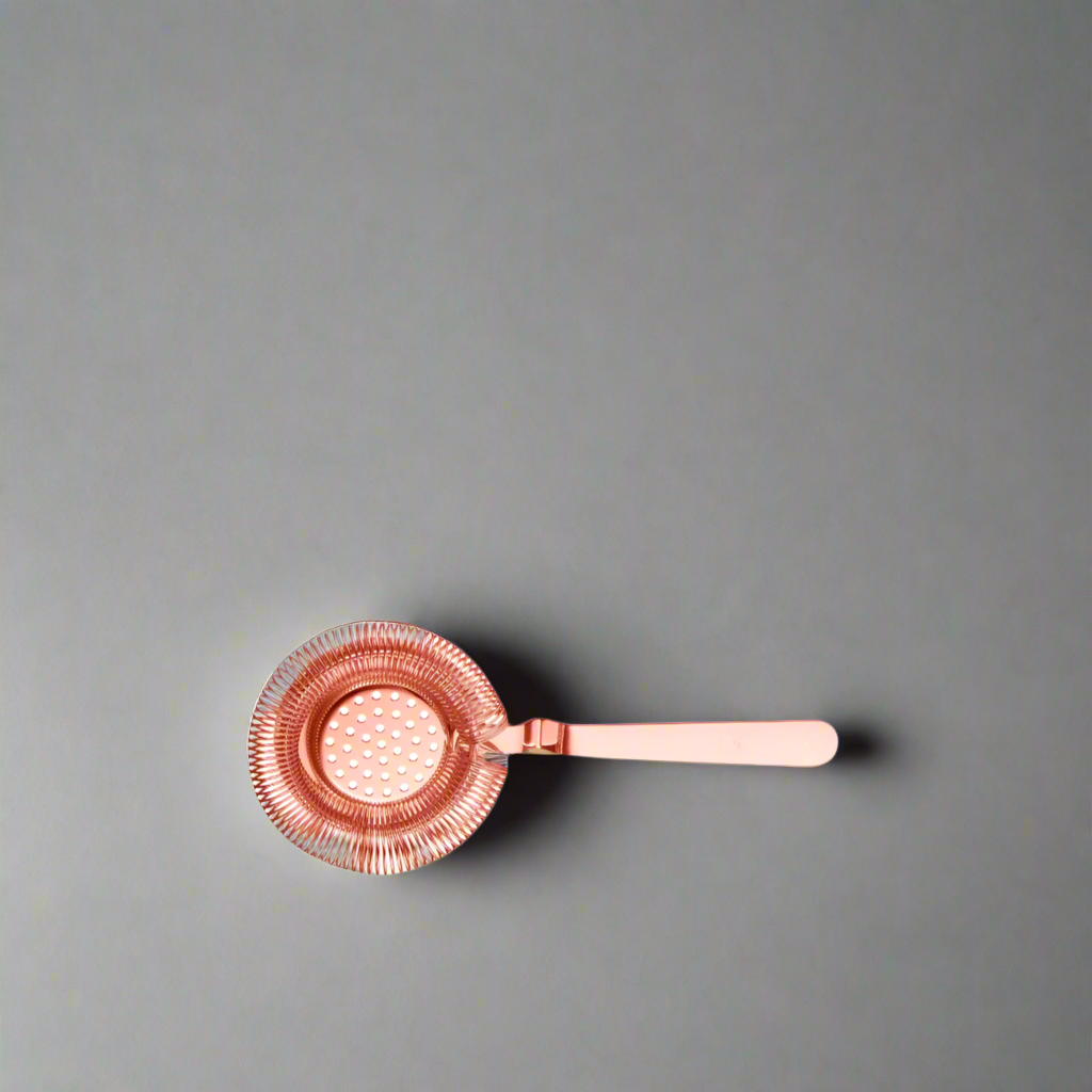 The Cooks Company Stainless Steel Bar Strainer with copper finish – 20.5 cm
Copper cocktail strainer by The Cooks Company resting on a shaker
Top view of perforated copper-plated bar strainer
Side angle of The Cooks Company copper cocktail strainer with spring
Professional-grade copper bar strainer with curved handle
Close-up of precision spring on copper bar strainer
The Cooks Company elegant copper strainer for cocktails
Rust-resistant copper bar tool for bartenders