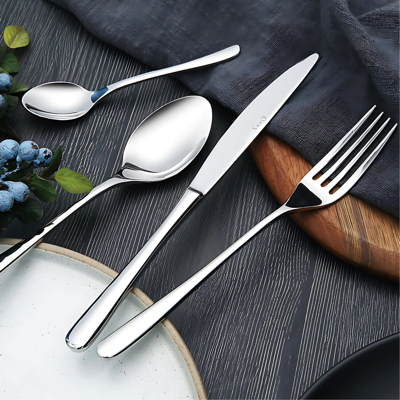 Avril 1703 complete stainless steel cutlery set on white background

Close-up of Avril 1703 table knife, fork, and spoon

Avril 1703 dessert spoon, fork, and cake fork

Soup ladle, gravy ladle, and long soup spoon Avril collection

Fish knife and fish fork with polished finish Avril 1703

Cake server and soda spoon Avril stainless steel flatware

Serving fork and serving spoon Avril 1703 collection

Elegant place setting featuring Avril 1703 pattern pieces