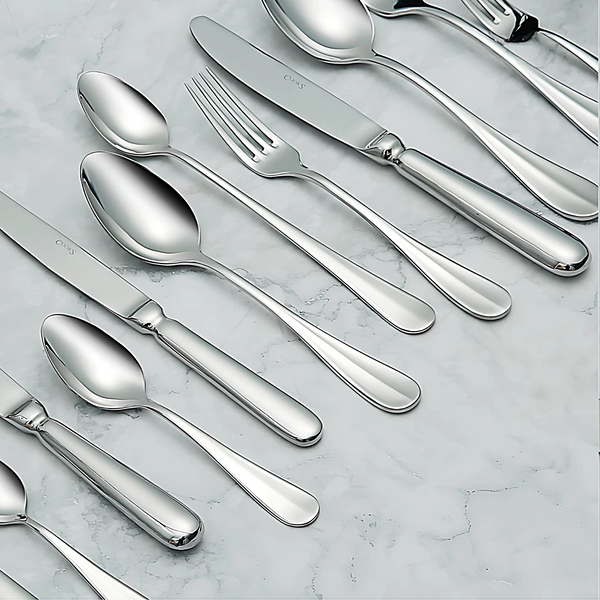 Full Baguette 2302 cutlery set arranged on dining table

Close-up of Baguette 2302 hollow handle table knife

Dessert fork, spoon, and knife – Baguette 2302 pattern

Butter knife and cake fork from Baguette 2302 flatware

Mocca spoon and American-size tea spoon in stainless steel

Soda spoon and table spoon – Baguette 2302 design

Elegant stainless steel table fork and spoon – Baguette 2302

Hollow handle dessert knife with polished finish – Baguette 2302