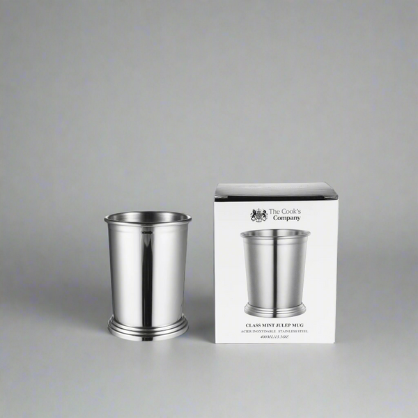 The Cooks Company Mint Julep Cup 400 ml is made from food-grade stainless steel. Elegant, durable, and perfect for cocktails, beer, and chilled drinks.
The Cooks Company Stainless Steel Mint Julep Cup – 400 ml with footed base

Close-up of polished stainless steel julep cup with stepped edge

Classic cocktail cup by The Cooks Company – 400 ml capacity

Side view of mint julep cup on bar counter – The Cooks Company

Stainless steel julep cup filled with mint and ice

Elegant cocktail presentation in The Cook